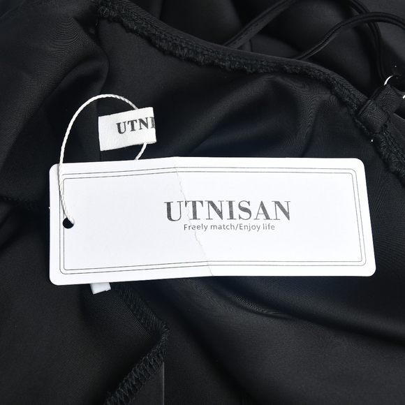 NWT Black Satin Cowl Neck Midi Dress Size Medium - Picture 7 of 8